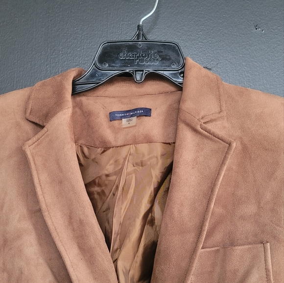 Tommy Hilfiger Brown Faux Suede Career Style Button Front Blazer 8 - Picture 5 of 10